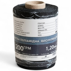 Нитка П/А 187текс*3 черная (1,2мм.) 0,2кг. Оптом, от упаковки