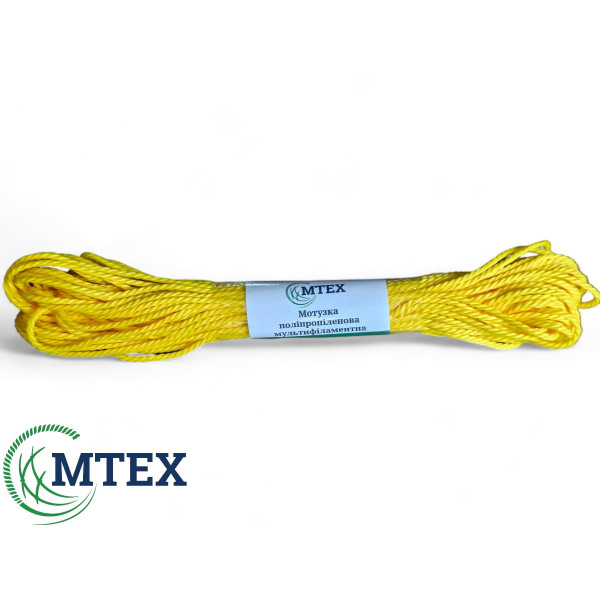 Желтая полипропиленовая верёвка Ø 2мм 20м от MTEX